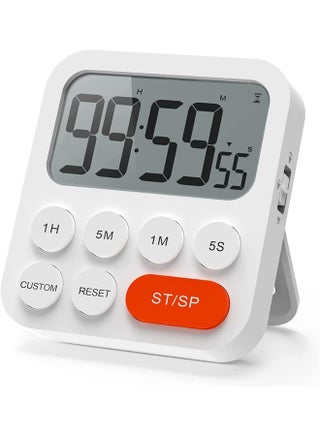 Timer, Kitchen Timer, Kids Timer, Digital Timer, Egg Timer, Magnetic Timer with Large LCD Display for Classroom, Bathroom and Baking, 3 Levels of Volume, Quick Settings (White)