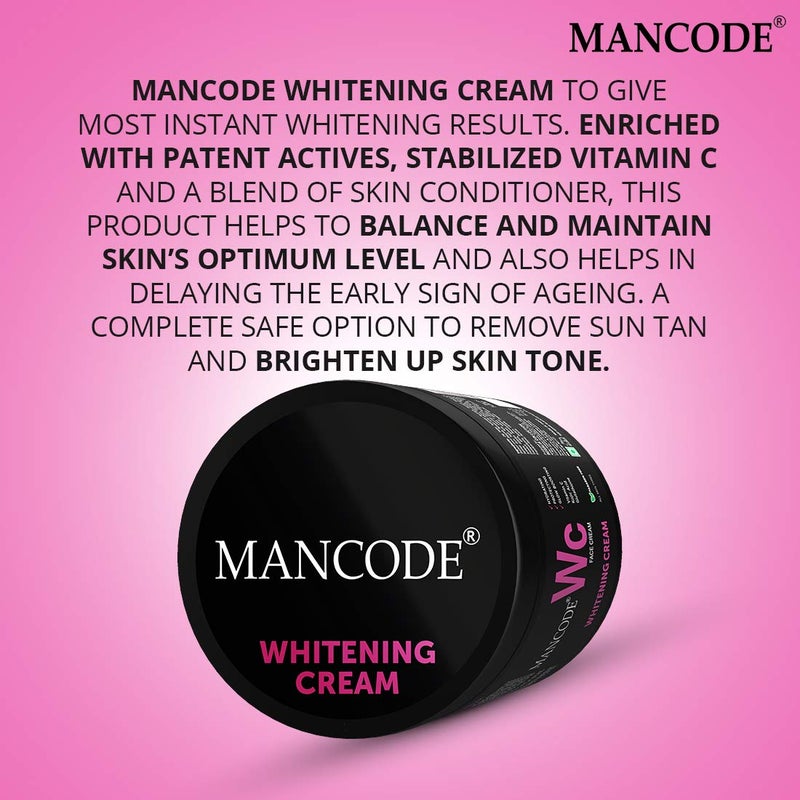 MAN CODE Mancode Whitening Cream for Men 100g Glowing Radiant Skin Daily Defence From Pollution Reduces Acne Dark Spots Cream With UV Protect Everyday Skin Care  - Image 3