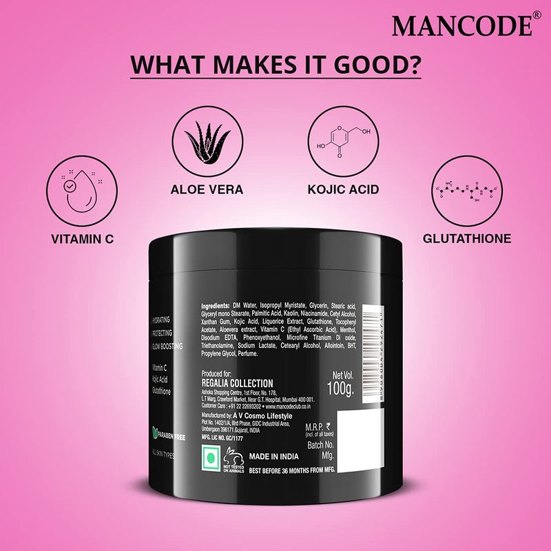 MAN CODE Mancode Whitening Cream for Men 100g Glowing Radiant Skin Daily Defence From Pollution Reduces Acne Dark Spots Cream With UV Protect Everyday Skin Care  - Image 5