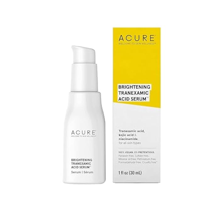 ACURE Brightening Tranexamic Acid Serum - Achieve Brighter Glowing Skin, Reduce Discoloration - Formulated with Tranexamic Acid, Niacinamide, Kojic Acid - Nighttime Skincare - 100% Vegan - 1 fl oz - Image 1