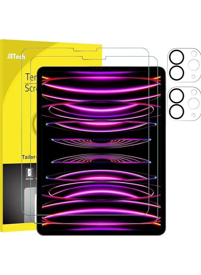 Jetech Screen Protector for iPad Pro 12.9-Inch, 2022/2021/2020 (6th/5th/4th Generation) with Camera Lens Protector, Tempered Glass Film HD Anti-Scratch, Support Pencil & Face ID, 2-Pack Each - Image 1