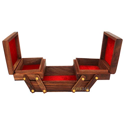 ITOS365 Handmade Wooden Jewellery Box for Women Jewel Organizer Hand Carved Jali Carvings Gift Items - Image 4