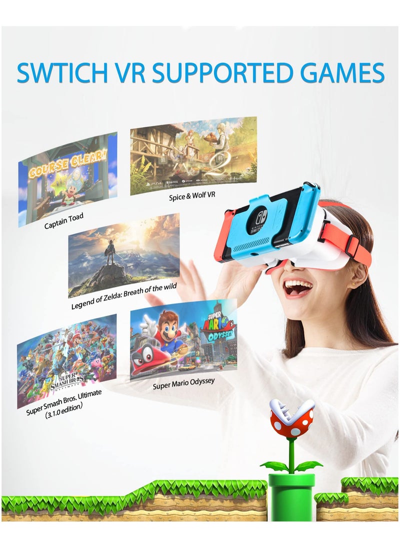 ديفاسو - سماعة رأس DEVASO VR متوافقة مع Nintendo Switch وNintendo Switch OLED، تمت ترقيتها بعدسات ثلاثية الأبعاد قابلة للتعديل، نظارات الواقع الافتراضي لجهاز Nintendo Switch/OLED، مجموعة Switch VR - Image 1