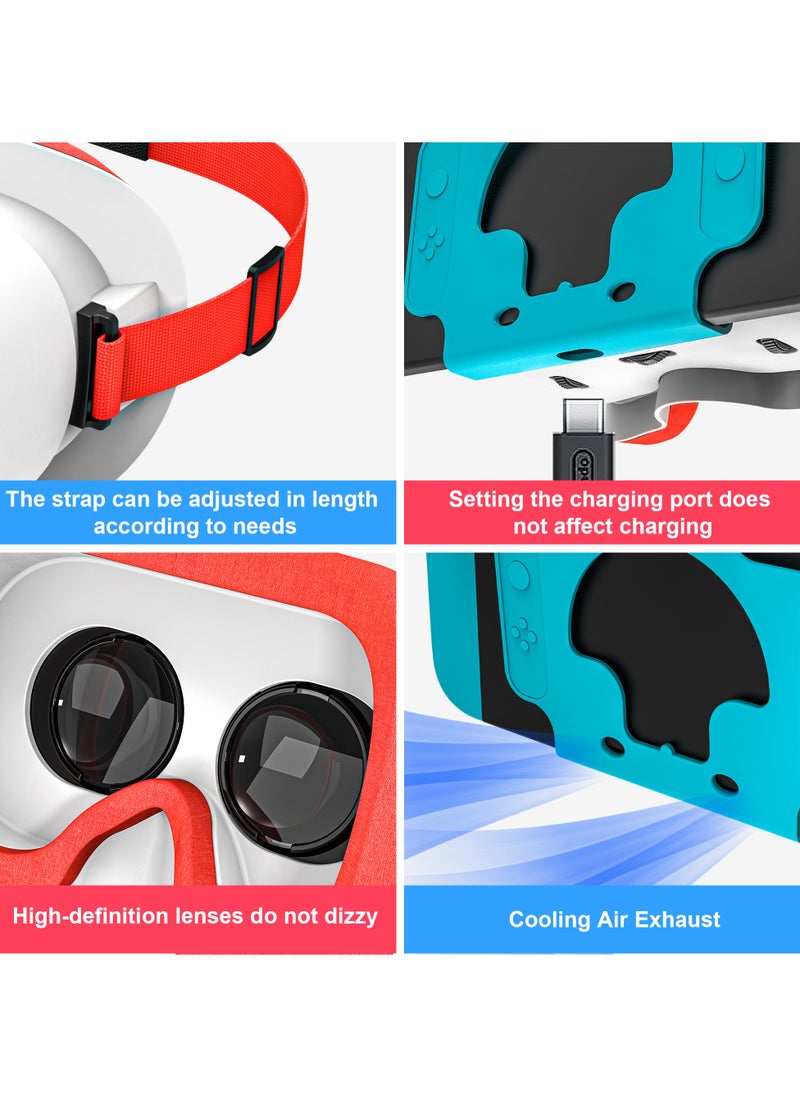 ديفاسو - سماعة رأس DEVASO VR متوافقة مع Nintendo Switch وNintendo Switch OLED، تمت ترقيتها بعدسات ثلاثية الأبعاد قابلة للتعديل، نظارات الواقع الافتراضي لجهاز Nintendo Switch/OLED، مجموعة Switch VR - Image 1