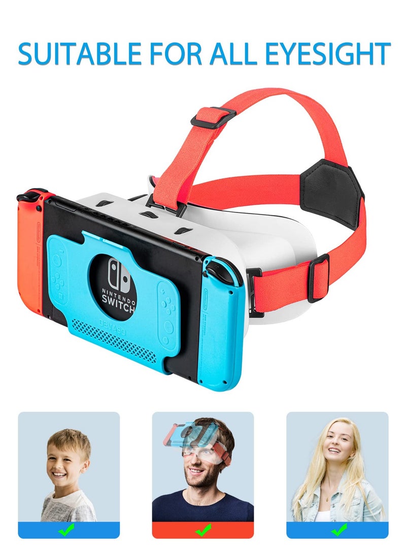ديفاسو - سماعة رأس DEVASO VR متوافقة مع Nintendo Switch وNintendo Switch OLED، تمت ترقيتها بعدسات ثلاثية الأبعاد قابلة للتعديل، نظارات الواقع الافتراضي لجهاز Nintendo Switch/OLED، مجموعة Switch VR - Image 1