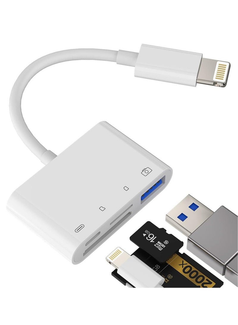 ELTRAZONE Camera Memory SD Card Reader Compatible for iPhone,Compatible with Lightning Male to USB Female OTG Adapter Micro TF Power Charging Splitter Charger Connector for Apple for ipad 12 11 xs xr x Camera - Image 1