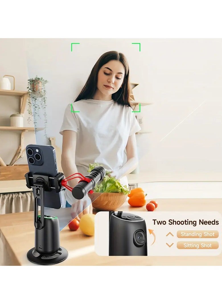 Raxoom - Auto Face Tracking Phone Holder, 360° Smart Gimbal Stabilizer with Adjustable Lens & Colorful Lights, Dual Fill Light for Smartphone Vlog, Live Chat, and Selfies - Image 1