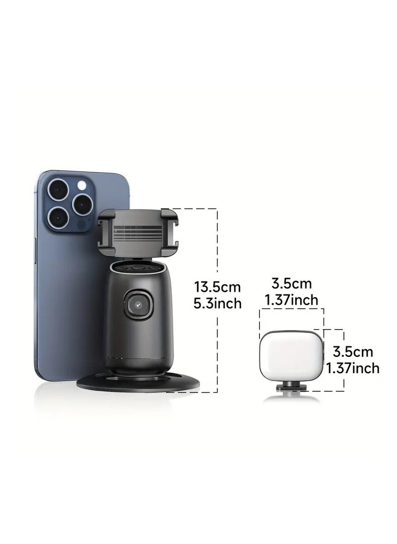 Raxoom - Auto Face Tracking Phone Holder, 360° Smart Gimbal Stabilizer with Adjustable Lens & Colorful Lights, Dual Fill Light for Smartphone Vlog, Live Chat, and Selfies - Image 1