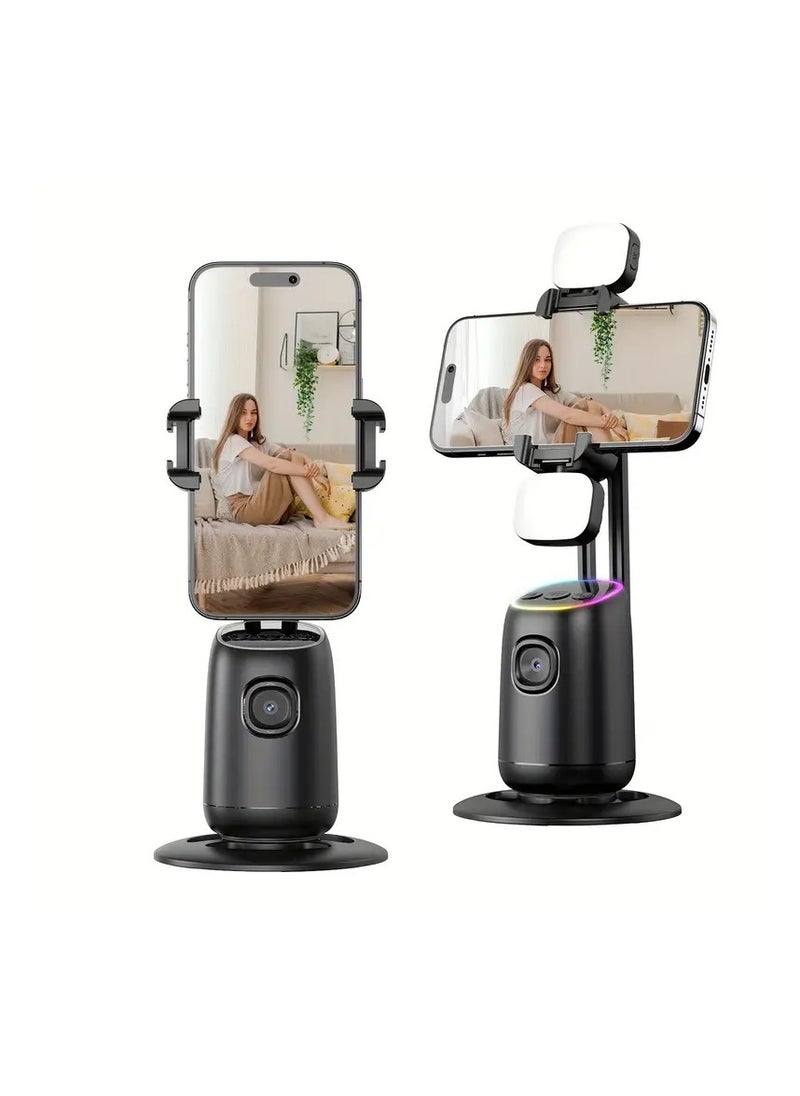 Raxoom - Auto Face Tracking Phone Holder, 360° Smart Gimbal Stabilizer with Adjustable Lens & Colorful Lights, Dual Fill Light for Smartphone Vlog, Live Chat, and Selfies - Image 1