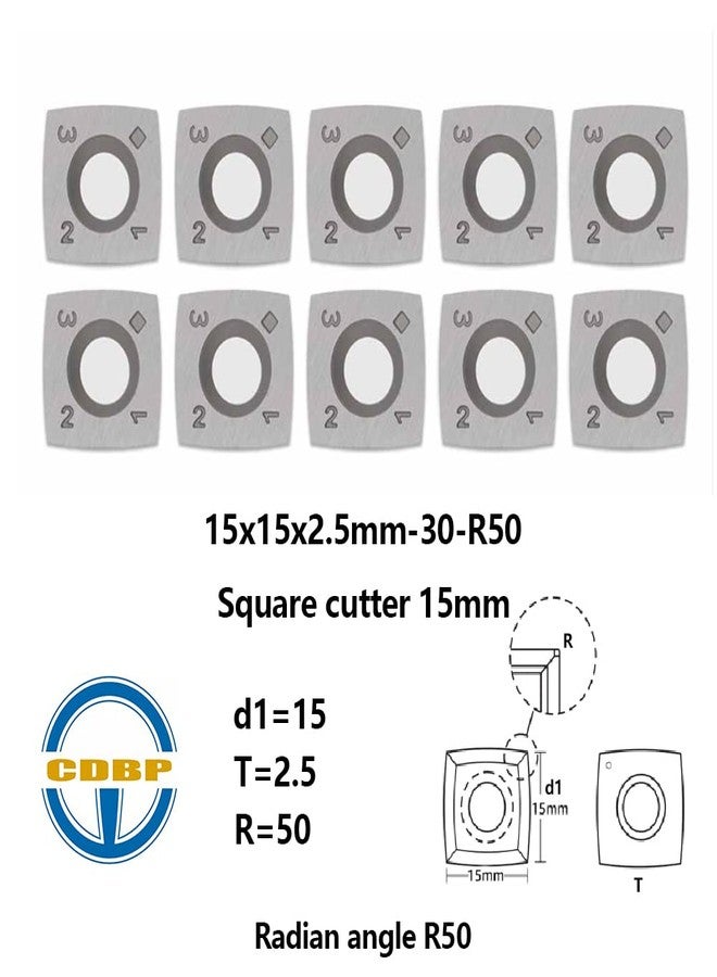 CDBP 15mm Square with 2"Radius Carbide Inserts Cutters 15×15×2.5 mm-R50 Replacement for Lathe Woodturning Tools, Carbide Turning Cutter, 10 PCS - Image 4