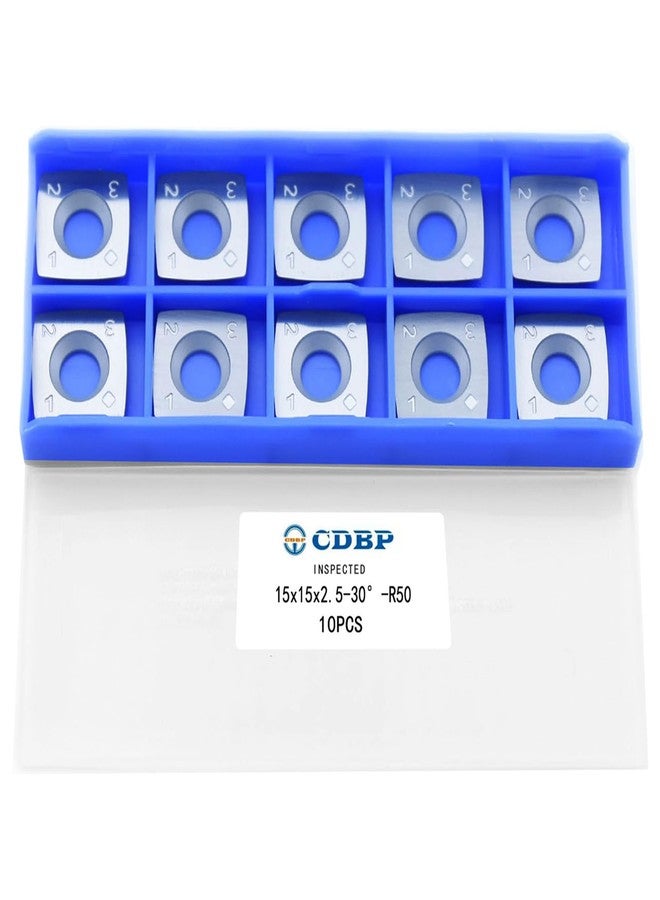 CDBP 15mm Square with 2"Radius Carbide Inserts Cutters 15×15×2.5 mm-R50 Replacement for Lathe Woodturning Tools, Carbide Turning Cutter, 10 PCS - Image 1