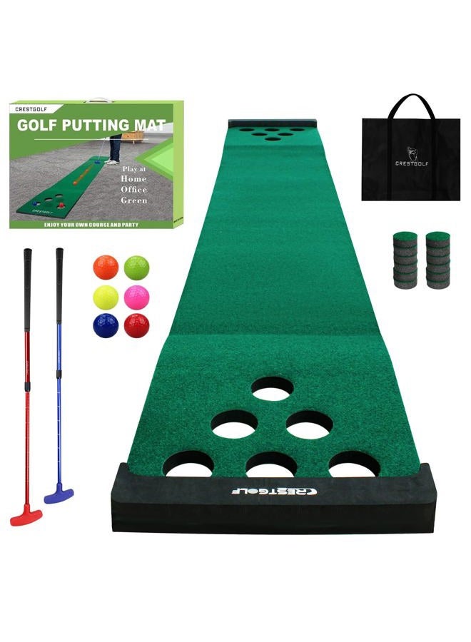 Crestgolf Golf Pong Mat Game Set Green Mat,Golf Putting Mat with 2 Putters, 6 Golf Balls,12 Golf Hole Covers for Indoor&Outdoor Short Game Office Party Backyard Use - Image 1