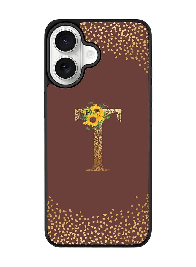 Stylizedd iPhone 17 Case, [Compatible with MagSafe] Slim Magnetic cover Phone Case iPhone 17 -Custom Floral Monogram - T  (Brown ) - Image 1