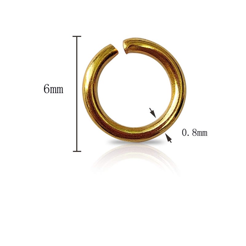 TTSAM 600 Pcs Gold Plated Jump Rings Split Rings Circle Clasp Connecting Rings Jewelry Necklace Bracelet Pendant Choker Charm Loops DIY Craft Earring Making Supplies (6 mm) - Image 3