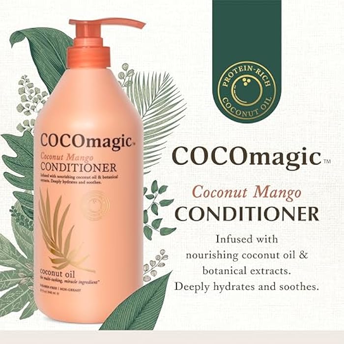 Cocomagic Coconut Mango Nourishing Conditioner | Coconut Oil and Botanical Extracts | Deeply Hydrates and Restores Shine | Paraben Free, Made in USA (32 Fl Oz) - Image 3