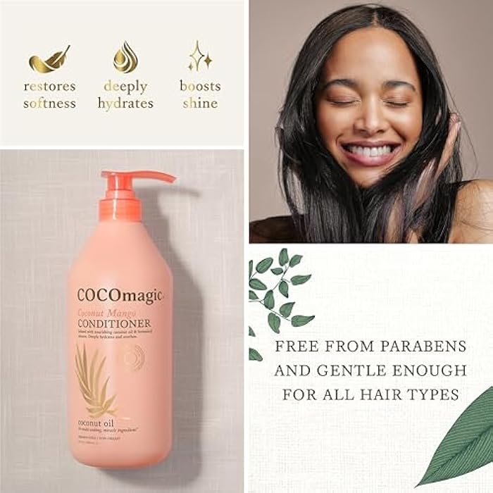 Cocomagic Coconut Mango Nourishing Conditioner | Coconut Oil and Botanical Extracts | Deeply Hydrates and Restores Shine | Paraben Free, Made in USA (32 Fl Oz) - Image 4
