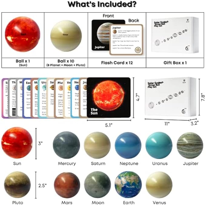 EH.DT Planets for Kids Solar System Toys - Solar System for Kids Party Favors - Planet Balls - Space Toys for Kids 3-5 - Astronaut Toys - Planet Toys for Kids 3-5 - Space Balls - Space Toys for Boys 5-8 - Image 5