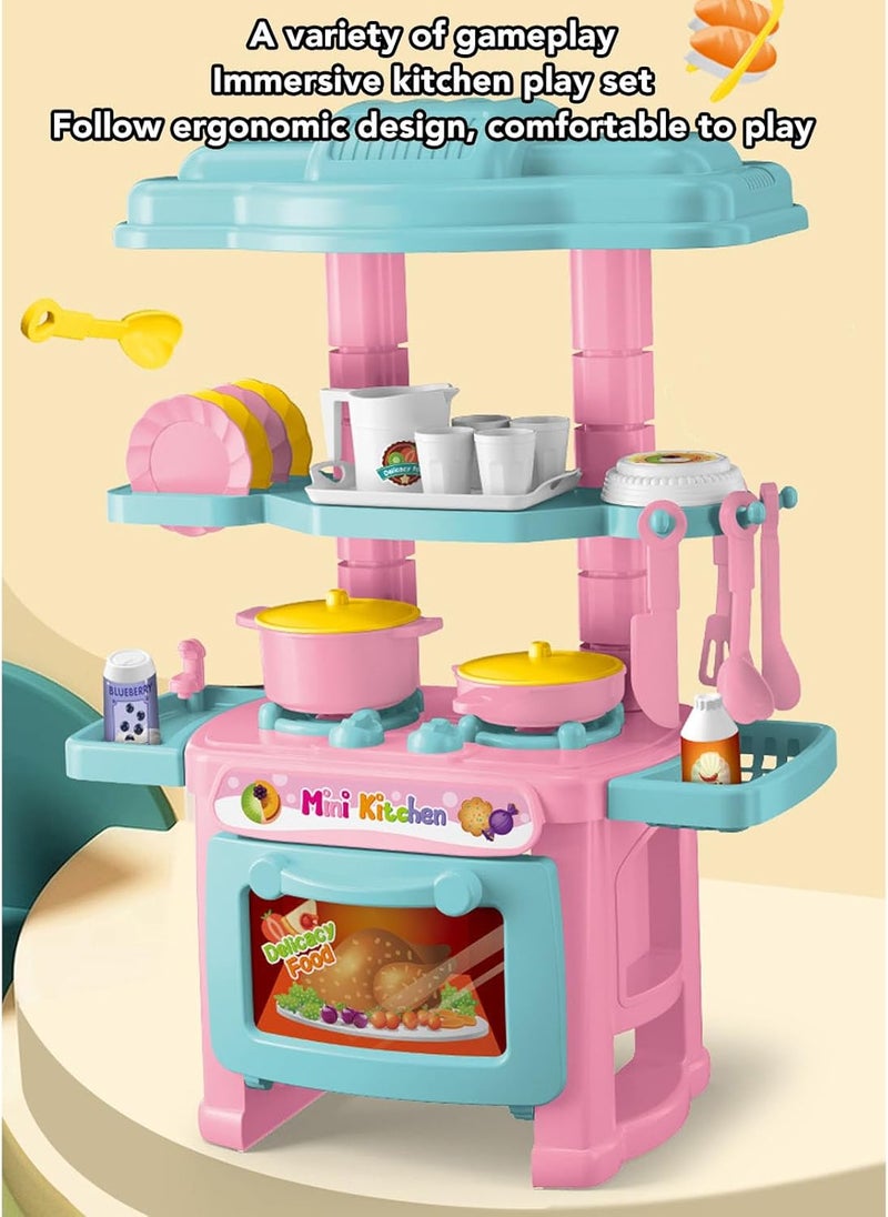 Kidzilla Kids Mini Pretend Play Kitchen Cooking Toy Set ( Pink) - Image 1