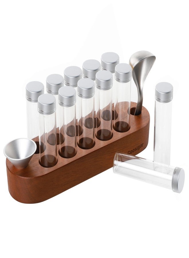 Coosigar Coffee Bean Container, Single Dose Coffee Bean Storage,10PCS Coffee bean cellar container with wooden stand and funnel coffee spoon.(Silver lids) - Image 1