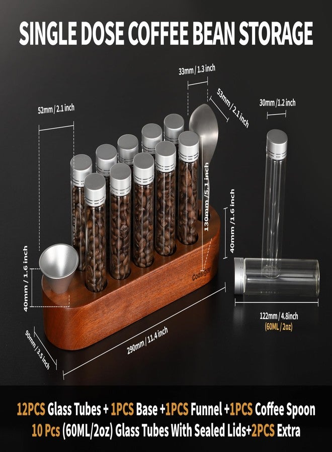 Coosigar Coffee Bean Container, Single Dose Coffee Bean Storage,10PCS Coffee bean cellar container with wooden stand and funnel coffee spoon.(Silver lids) - Image 4