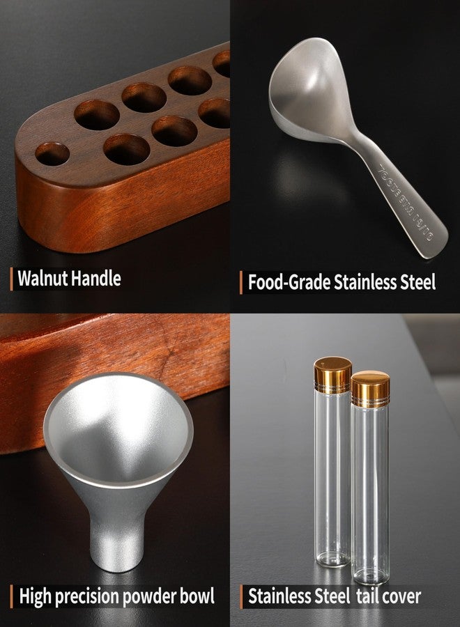 Coosigar Coffee Bean Container, Single Dose Coffee Bean Storage,10PCS Coffee bean cellar container with wooden stand and funnel coffee spoon.(Silver lids) - Image 5