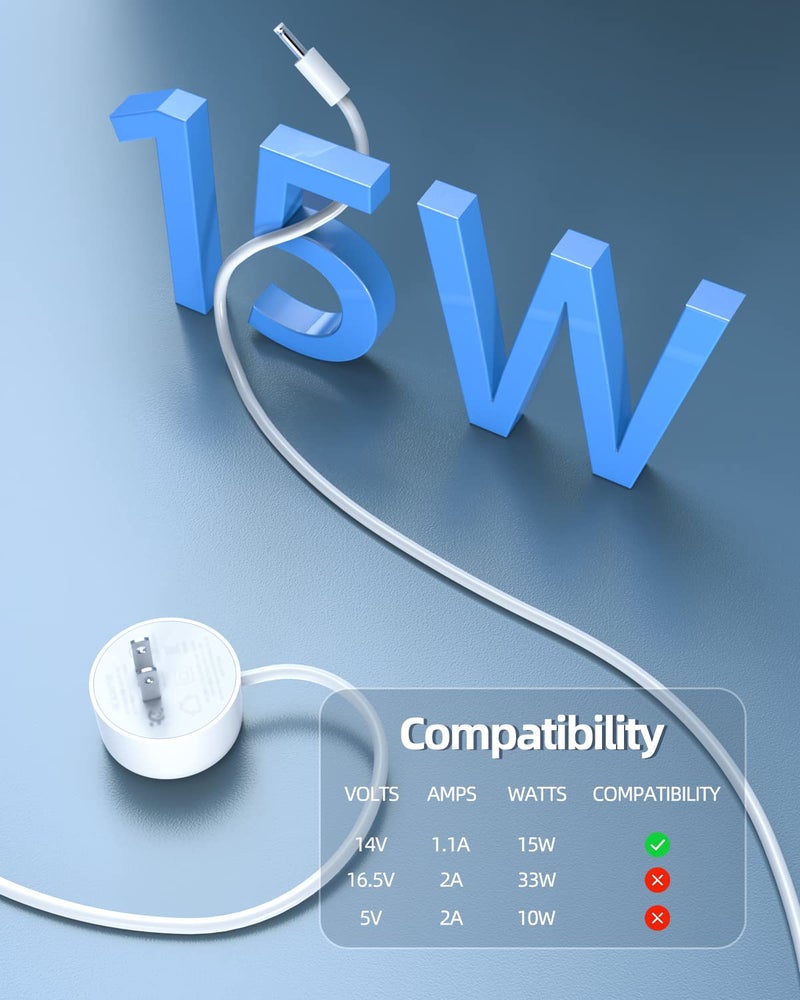 Superer شاحن تيار متردد بقوة 15 واط معتمد من UL مناسب لجوجل هوم هاب، جوجل ناست هاب (الجيل الثاني) ga01331-us مكبر صوت ذكي يعمل بالصوت كابل طاقة جداري مزود بمحول (غير مناسب لمكبر صوت جوجل هوم) - Image 3