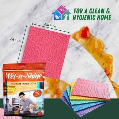Atipriya Sponge Wipes with Super Absorbant Biodegradable Cellulose for KitchenMicrowaveReferigeratorand Home Cleaning 10 Wipes - Image 3
