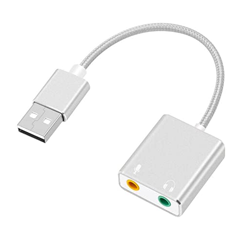 VIBOTON 7.1 External Sound Card, USB to 3.5mm Jack USB Audio Adapter Earphone Microphone for Computer Laptop PC (Silver) - Image 1