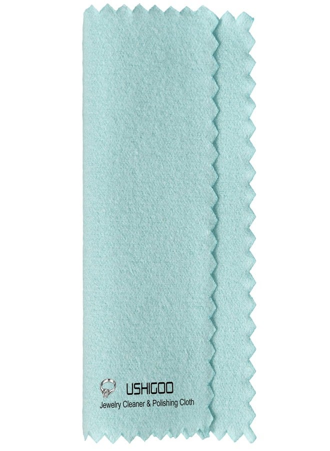 USHIGOO 50pcs Jewelry Cleaning & Polishing Cloth for Silver,Gold,Platinum,Easy to Carry,Wipe and Care.Pre-Treated Ultrasoft Fabric with Tarnish Remover Jewelry Cleaner(3x3 Aqua Blue) - Image 1