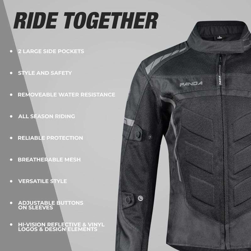 PANDA CYCLE GEAR Women's Motorcycle Jacket CE Armor for Enduro and Dual sport All Season Waterproof Touring Biker Jacket for Women|Black-5XL - Image 4