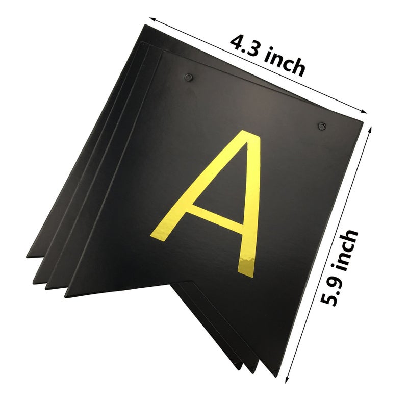 FECEDY Black Happy Birthday Bunting Banner with Shiny Gold Letters Party Supplies - Image 4