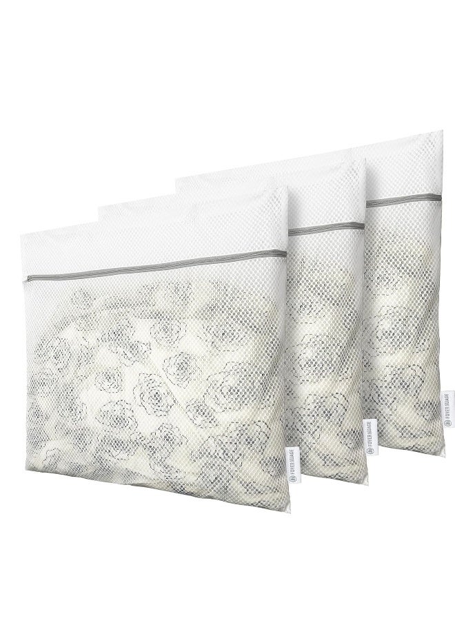 3pcs Honeycomb Mesh Laundry Bags for Delicates with Zipper, Travel Storage Organize Bags, Wash Bags for Hosiery, Jacket, Coat, Blanket, Quilt, Sheet, Extra Strong  - Image 1