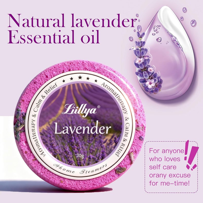 Liillya Lavender Shower Steamers Aromatherapy 8 Packs Vapor Shower Tablets Bath Bombs with Natural Essential Oil Home SPA for Stress Relief Self Care Relaxation Birthday Gifts for Women,Men - Image 5