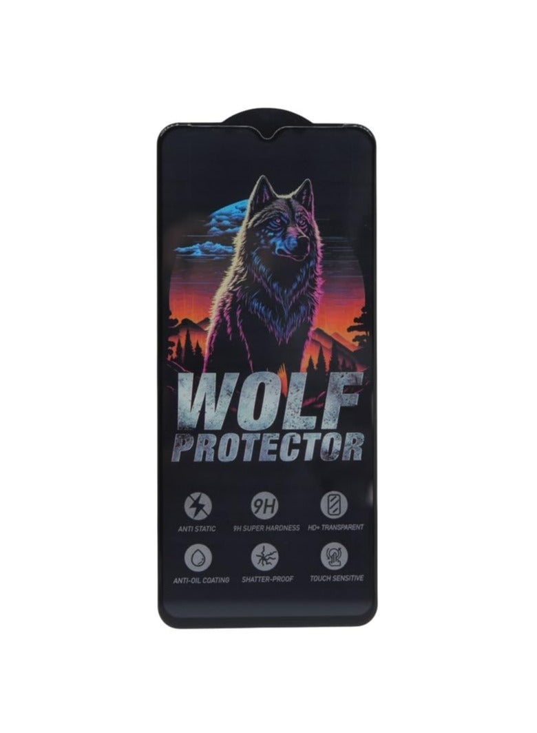 Wolf Protector Design Tempered Glass Screen Protector for Realme A3 - Clear & Black - Image 1