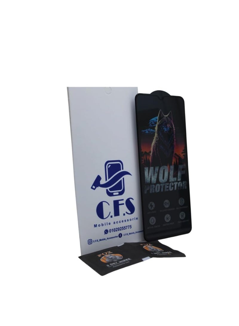 Wolf Protector Design Tempered Glass Screen Protector for Realme A3 - Clear & Black - Image 2