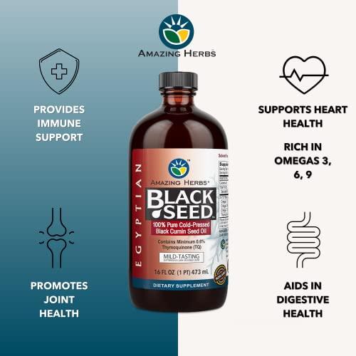 Amazing Herbs Egyptian Black Seed Oil Gluten Free Non GMO Cold Pressed Nigella Sativa Aids in Digestive Health Immune Support Brain Function Mild Flavor 16 Fl Oz - Image 5