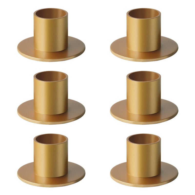 kehail Metal Taper Candle Holders Set - 2"×1" Elegant Candlestick Centerpieces for Table Decor, Wedding, Anniversary, Dinner Party (6, Gold) - Image 1