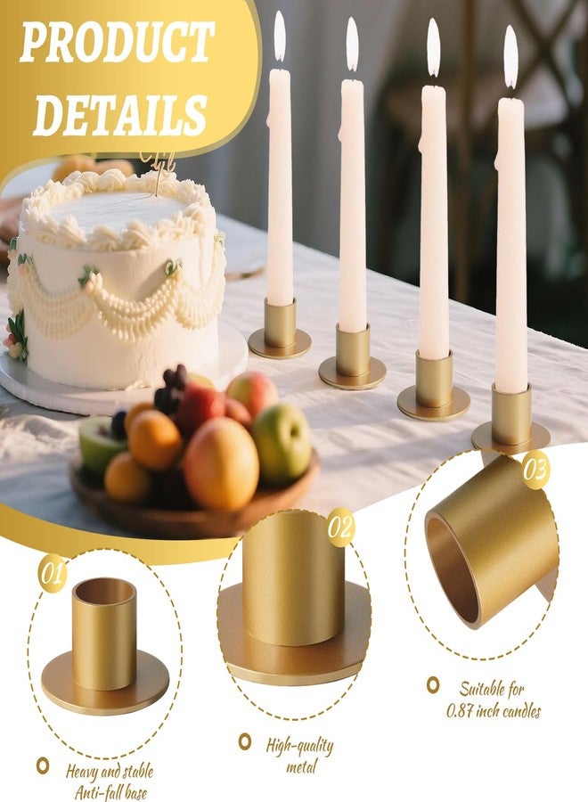 kehail Metal Taper Candle Holders Set - 2"×1" Elegant Candlestick Centerpieces for Table Decor, Wedding, Anniversary, Dinner Party (6, Gold) - Image 2