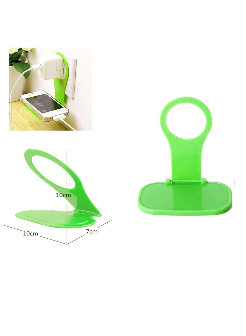 حامل الهاتف المحمول - حامل معلق لشاحن الحائط  رف خطاف للهاتف الخلوي - أخضر - Image 1