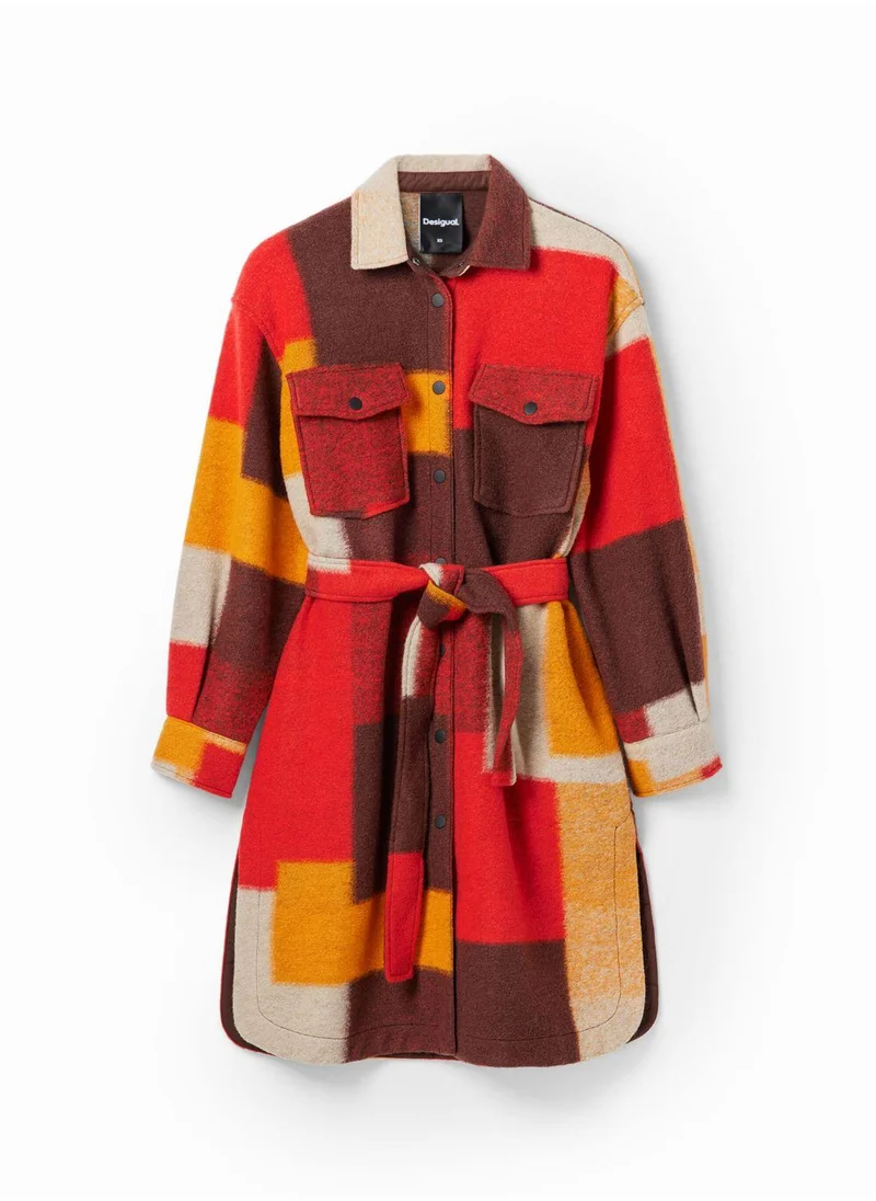 DESIGUAL Colorblocked Overshirt Printed Coat