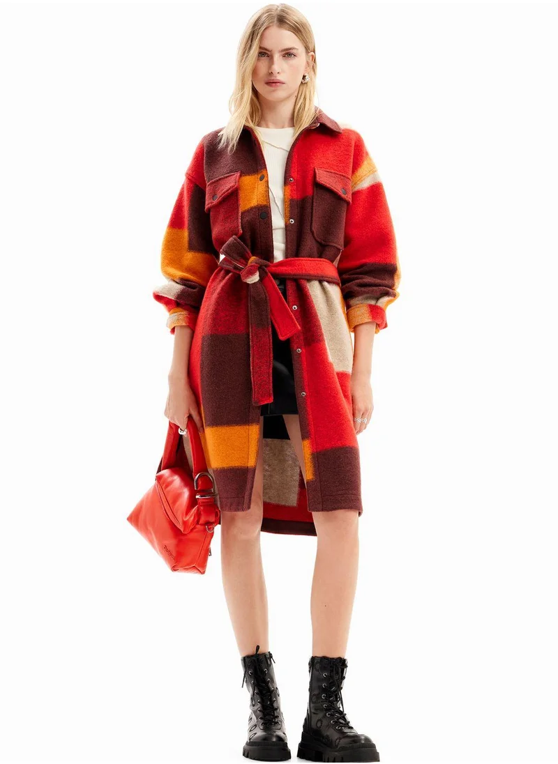DESIGUAL Colorblocked Overshirt Printed Coat