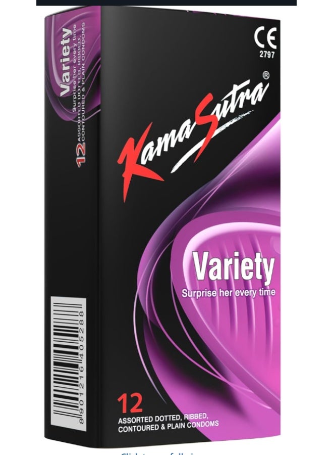 Kamasutra Variety Condoms 12Pcs, Medium