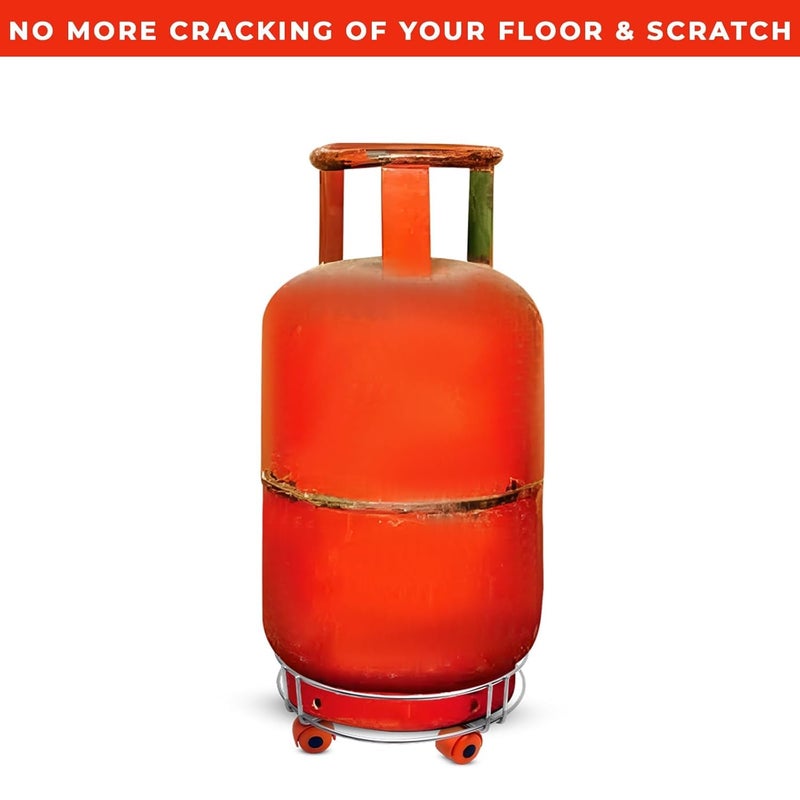 AADHIK Stainless Steel Gas Trolley with 4 Wheels| Trolley for LPG Gas Cylinder | Trolly for Kitchen| Home Accessories(Set of 1) - Image 3