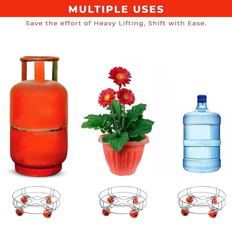 AADHIK Stainless Steel Gas Trolley with 4 Wheels| Trolley for LPG Gas Cylinder | Trolly for Kitchen| Home Accessories(Set of 1) - Image 4