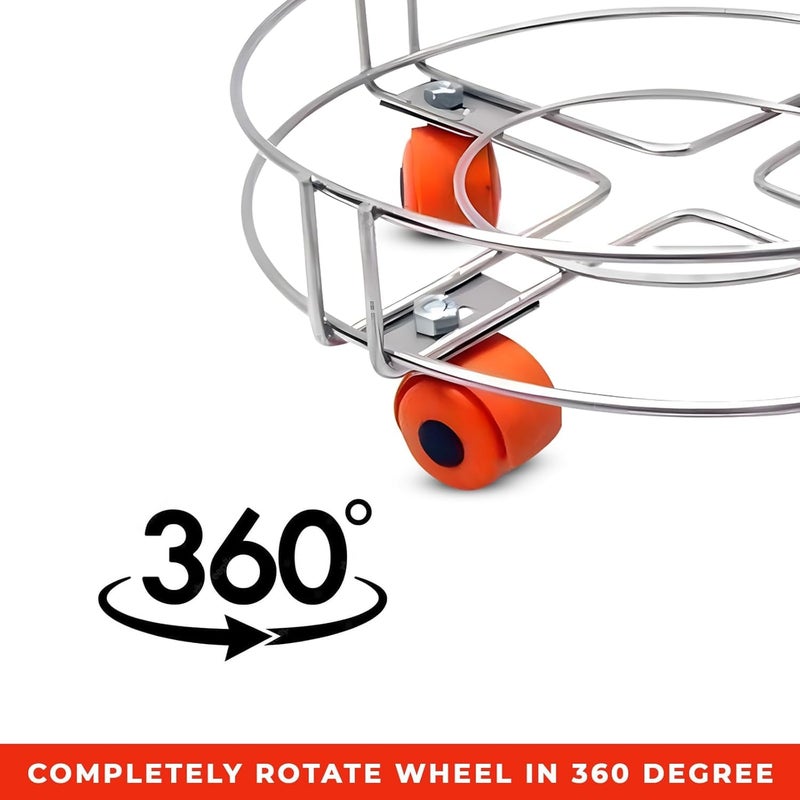 AADHIK Stainless Steel Gas Trolley with 4 Wheels| Trolley for LPG Gas Cylinder | Trolly for Kitchen| Home Accessories(Set of 1) - Image 5
