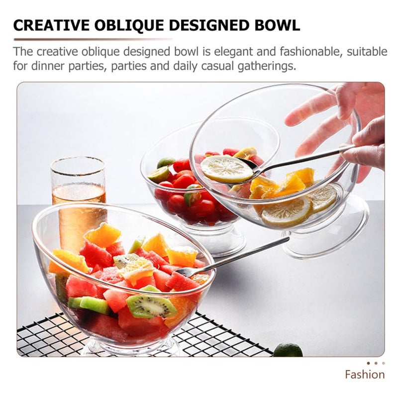 Japanese Style Slanted Glass Salad Bowl Multipurpose Kitchen Serving Dish For Home Dining - Image 4