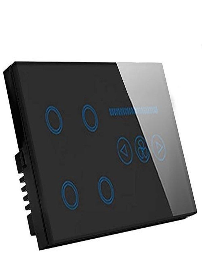 Protium Smart Touch Combo Switch, With Energy monitoring function, Compatible with Alexa, Google Home, IFTTT & Smart life App (4 Gang+ Fan Regulator, Black) - Image 1