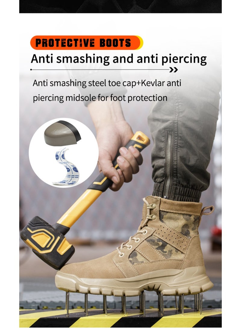 general High-Top Safety Work Shoes for Men - Steel Toe, Puncture & Smash Resistant, Wear-Resistant, Anti-Skid, Air Cushioned Protection Sneakers for Outdoor & Heavy Duty Jobs - Image 4