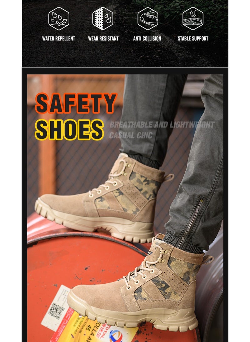 general High-Top Safety Work Shoes for Men - Steel Toe, Puncture & Smash Resistant, Wear-Resistant, Anti-Skid, Air Cushioned Protection Sneakers for Outdoor & Heavy Duty Jobs - Image 3