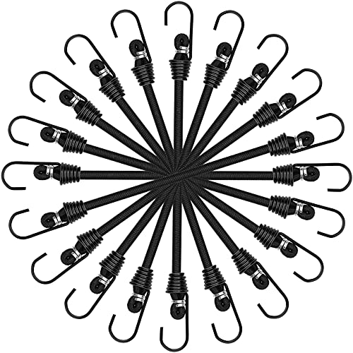 ZHOUBIN Small Bungee Cords with Hooks - 6 Inch Mini Black Bungee Cords, 10 Pcs - Image 1